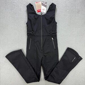 Zara Ski Bib Womens Small S Black Snow Pants Overalls Recco Jumpsuit Snowboard
